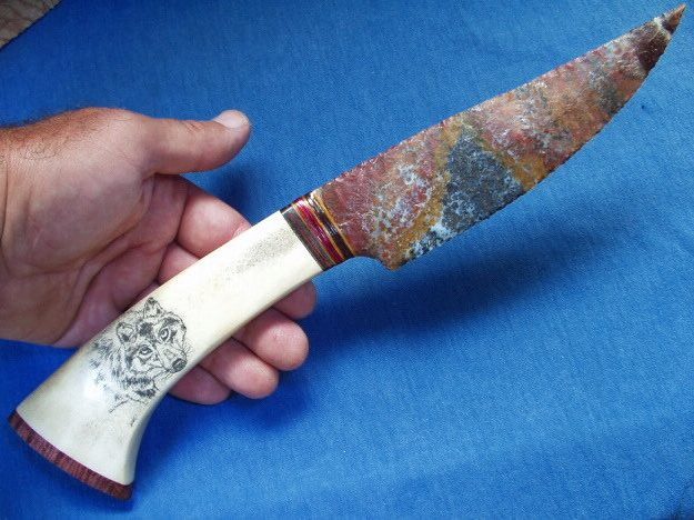 custom flint knapped stone knives