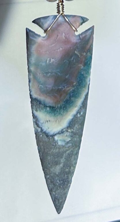 Ocean Wave Agate Arrowhead Necklace - Image 2