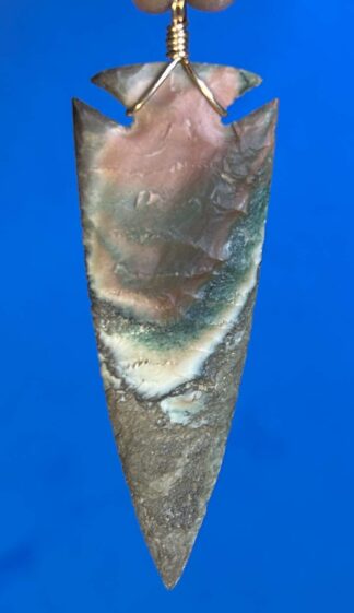 Ocean Wave Agate Arrowhead Necklace