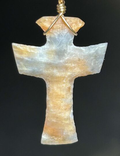 Florida Coral Flintknapped Cross Necklace