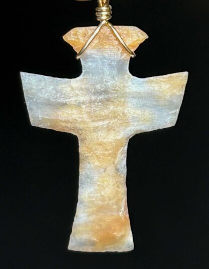 Florida Coral Flintknapped Cross Necklace - Image 3