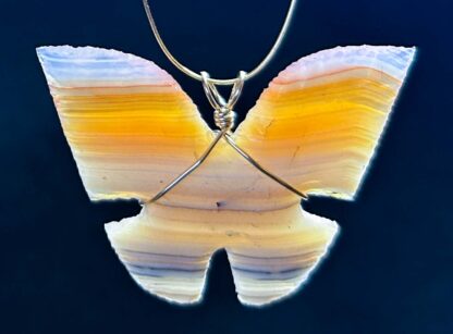 Flintknapped Brazilian Agate Butterfly Necklace - Image 2