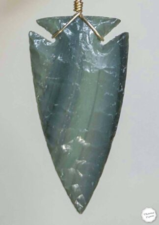 Burns Green Obsidian Arrowhead Necklace